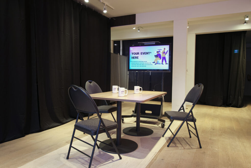 The Intrepid Festival Hub, set up as a meeting room
