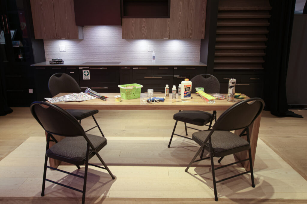The Intrepid Festival Hub set up as a private workshop space